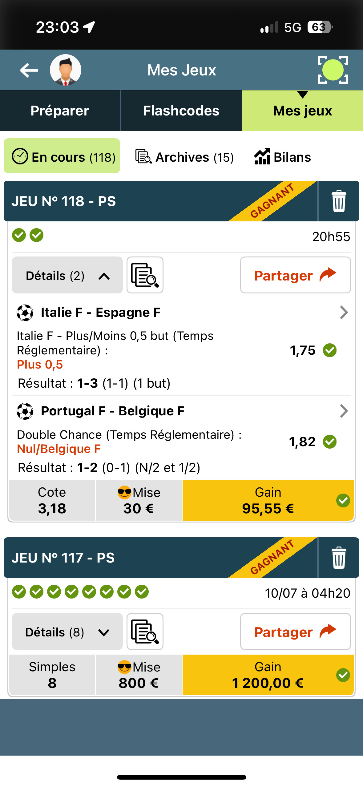Preuve gain 63